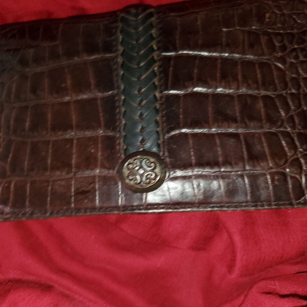 Brighton Croc Embossed Leather Checkbook Wallet